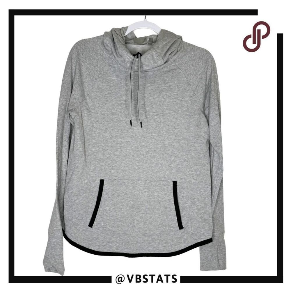 Athleta Women's Heather Cotton Blend Raglan Pullover Hoodie Sweater Gray Medium‎